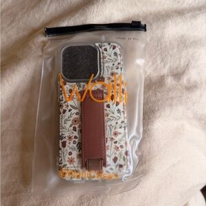 Walli Case Floral iPhone 14 Pro Case with Tan Strap